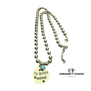 Colgante mujer de acero dorado redondo personalizado