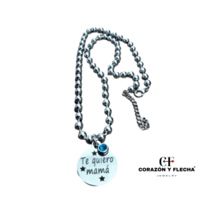 Colgante mujer de acero plateado redondo personalizado