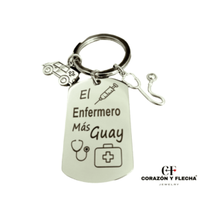 Llavero hombre de acero "Enfermero" personalizado