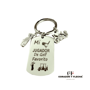Llavero hombre de acero "Jugador Golf" personalizado