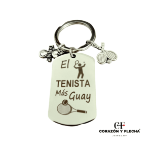 Llavero hombre de acero "Tenista" personalizado