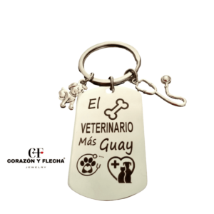 Llavero hombre de acero "Veterinario" personalizado