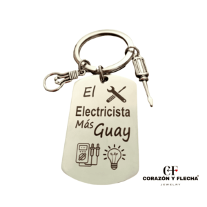 Llavero hombre de acero "Electricista" personalizado