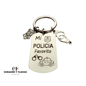 Llavero hombre de acero "Policía" personalizado