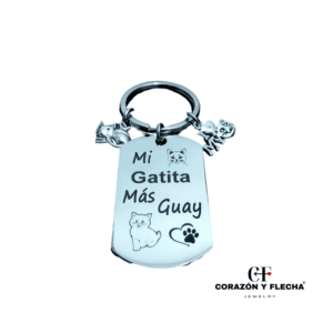 Llavero mascota de acero "mi gatita más guay" personalizado