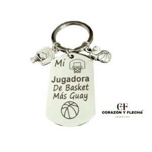 Llavero mujer de acero "Baloncesto" personalizado
