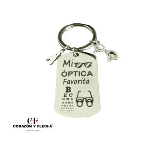 Llavero mujer de acero "Óptica" personalizado