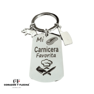 Llavero mujer de acero "Carnicera" personalizado