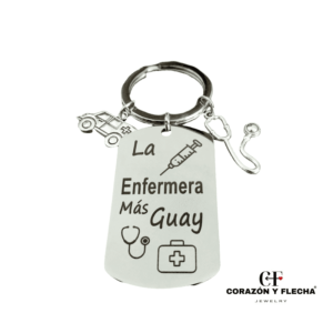 Llavero mujer de acero "Enfermera" personalizado