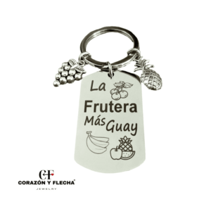 Llavero mujer de acero "Frutera" personalizado