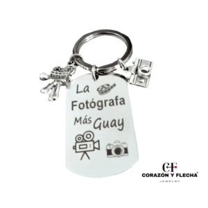 Llavero mujer de acero "Fotógrafa" personalizado