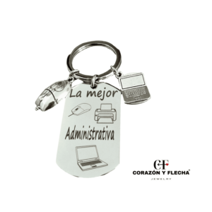 Llavero mujer de acero "Administrativa" personalizado