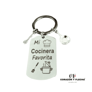 Llavero mujer de acero "Cocinera" personalizado