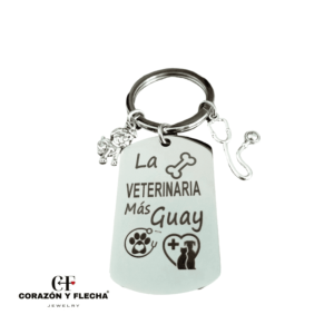 Llavero mujer de acero "Veterinaria" personalizado