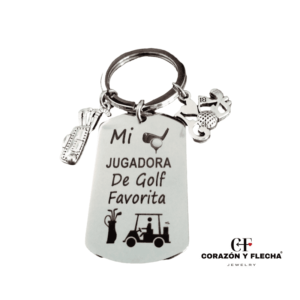 Llavero mujer de acero "Jugadora Golf" personalizado