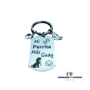 Llavero mascota de acero "mi perrita más guay" personalizado