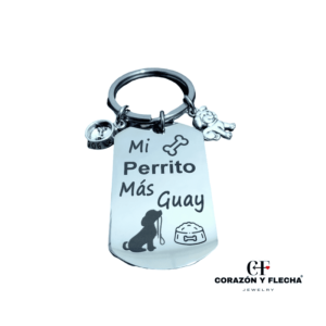 Llavero mascota de acero "mi perrito más guay" personalizado