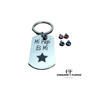 Llavero de acero unisex personalizado con cristal de adorno