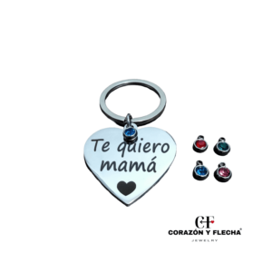 Llavero de acero unisex corazón personalizado con cristal de adorno