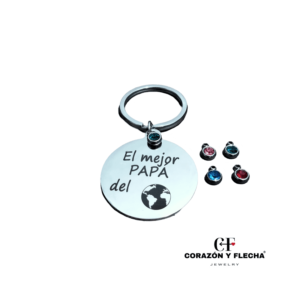 Llavero de acero unisex redondo personalizado con cristal de adorno