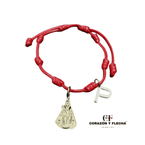 Pulsera 7 nudos Virgen de la fuensanta Dorado + inicial