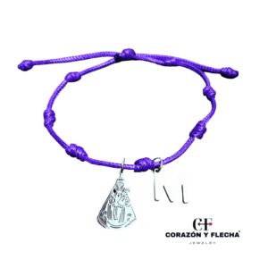Pulsera 7 nudos Virgen de la fuensanta Plateada + inicial