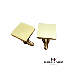 Gemelos de acero dorado cuadrado personalizado