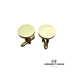 Gemelos de acero dorado redondo personalizado
