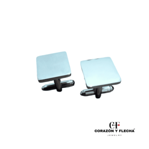 Gemelos de acero cuadrado plateado personalizado