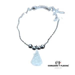 Colgante de acero plateado Virgen de la Fuensanta