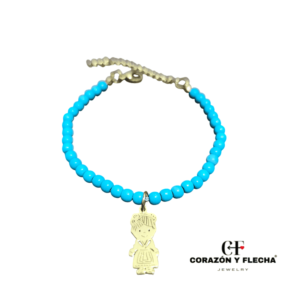 Pulsera turquesa con Huertana en acero dorado