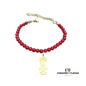 Pulsera cornalina con Huertana de acero dorado