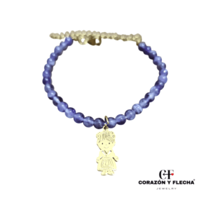 Pulsera amatista con Huertana en acero dorado