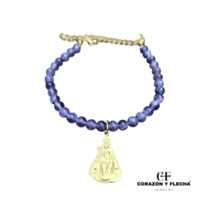 Pulsera amatista con Virgen de la Fuensanta en acero dorado